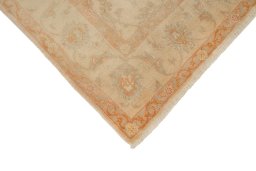 Backside of handmade New Isfahan rug showing knot structure and weave density