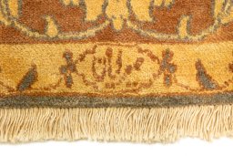 Close-up detail of New Isfahan rug from Iran / Persia showing Wool weave
