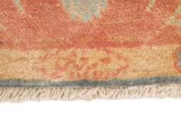 Close-up detail of New Isfahan rug from Iran / Persia showing Wool weave