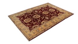 Corner detail of New Isfahan rug showing border pattern and Wool pile