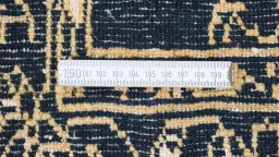 Full view of New Isfahan rug from Iran / Persia, 150 × 79 cm in Black tones