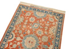 Surface texture of 1980s Isfahan rug with natural Wool and intricate pattern