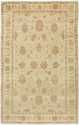 Full view of New Isfahan rug from Iran / Persia, 370 × 240 cm in Beige tones