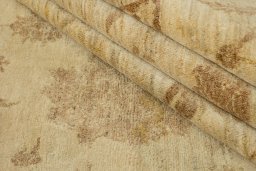 Full view of New Isfahan rug from Iran / Persia, 370 × 240 cm in Beige tones