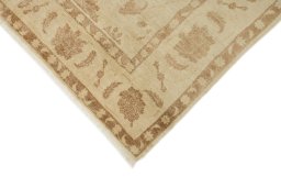 Backside of handmade New Isfahan rug showing knot structure and weave density