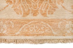 Close-up detail of New Isfahan rug from Iran / Persia showing Wool weave