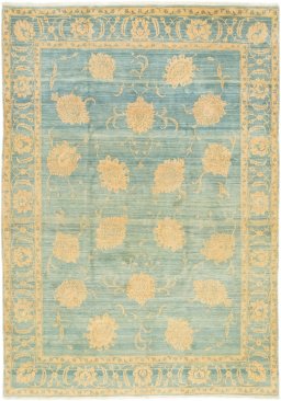 Full view of New Isfahan rug from Iran / Persia, 343 × 239 cm in Cream tones