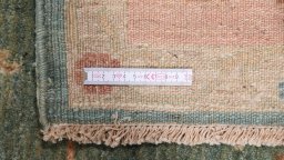 Full view of New Isfahan rug from Iran / Persia, 290 × 249 cm in Green tones