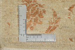 Full view of New Isfahan rug from Iran / Persia, 399 × 81 cm in Cream tones