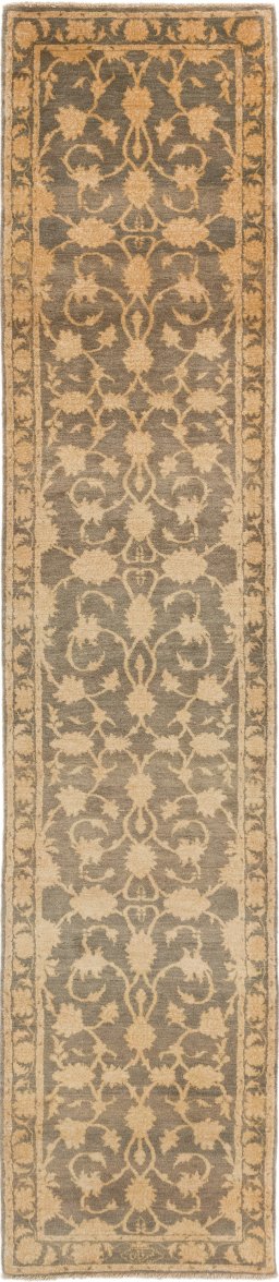 Full view of New Isfahan rug from Iran / Persia, 394 × 81 cm in Brown tones