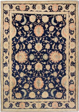 Full view of 1990s Isfahan rug from Iran / Persia, 480 × 336 cm in Dark blue tones