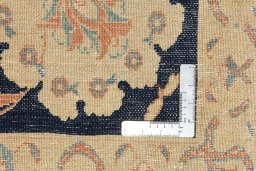 Close-up detail of 1990s Isfahan rug from Iran / Persia showing Wool weave