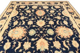 Surface texture of 1990s Isfahan rug with natural Wool and intricate pattern
