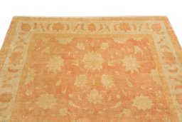 Backside of handmade New Isfahan rug showing knot structure and weave density