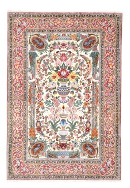 Full view of New Isfahan rug from Iran / Persia, 161 × 110 cm in Beige tones