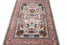 Surface texture of New Isfahan rug with natural Cork and intricate pattern