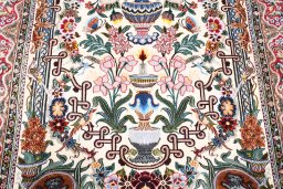 Central medallion detail of New Isfahan rug from Iran / Persia
