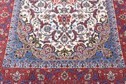 Close-up detail of New Isfahan rug from Iran / Persia showing Cork weave