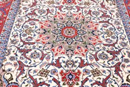 Surface texture of New Isfahan rug with natural Cork and intricate pattern