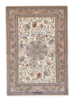Full view of New Isfahan rug from Iran / Persia, 200 × 130 cm in Beige tones