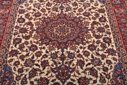 Central medallion detail of 1930s Isfahan rug from Iran / Persia