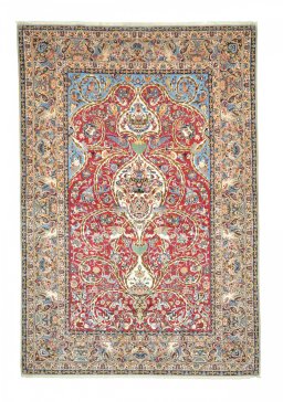 Full view of New Isfahan rug from Iran / Persia, 242 × 165 cm in Red tones