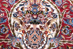 Full view of New Isfahan rug from Iran / Persia, 242 × 165 cm in Red tones