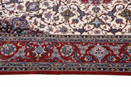 Corner detail of New Isfahan rug showing border pattern and Cork pile