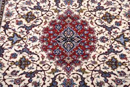 Central medallion detail of New Isfahan rug from Iran / Persia