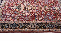 Corner detail of New Isfahan rug showing border pattern and Cork pile