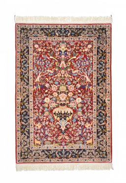 Full view of New Isfahan rug from Iran / Persia, 170 × 118 cm in Red tones