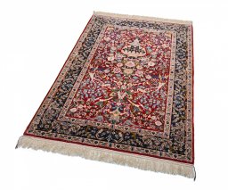 Close-up detail of New Isfahan rug from Iran / Persia showing Cork weave