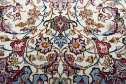 Close-up detail of 2000s Isfahan rug from Iran / Persia showing Cork weave