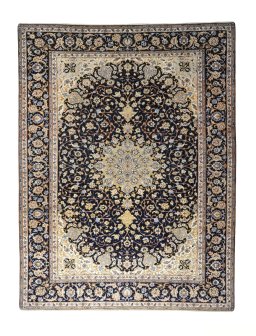 Full view of 2000s Isfahan rug from Iran / Persia, 392 × 300 cm in Blue tones
