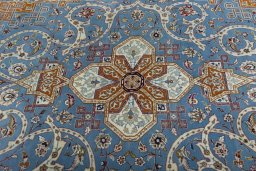 Central medallion detail of 1950s Isfahan rug from Iran / Persia