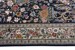 Corner detail of New Isfahan rug showing border pattern and Cork pile