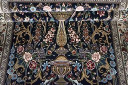 Close-up detail of New Isfahan rug from Iran / Persia showing Cork weave