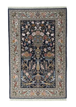 Full view of New Isfahan rug from Iran / Persia, 220 × 140 cm in Blue tones