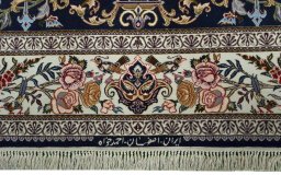 Full view of New Isfahan rug from Iran / Persia, 220 × 140 cm in Blue tones
