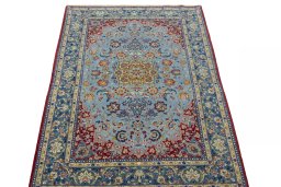 Surface texture of 1970s Isfahan rug with natural Cork and intricate pattern
