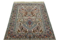 Surface texture of 1970s Isfahan rug with natural Cork and intricate pattern