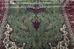 Close-up detail of New Isfahan rug from Iran / Persia showing Cork weave