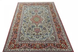 Surface texture of 2000s Isfahan rug with natural Cork and intricate pattern