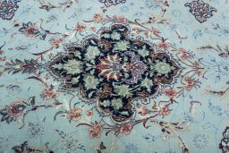 Central medallion detail of New Isfahan rug from Iran / Persia