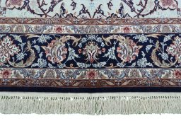 Full view of New Isfahan rug from Iran / Persia, 242 × 159 cm in Blue tones