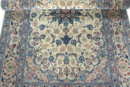 Close-up detail of 2000s Isfahan rug from Iran / Persia showing Cork weave