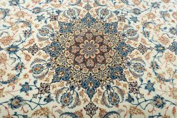 Central medallion detail of 1970s Isfahan rug from Iran / Persia