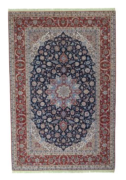 Full view of New Isfahan rug from Iran / Persia, 311 × 209 cm in Beige tones