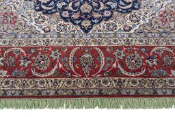 Full view of New Isfahan rug from Iran / Persia, 311 × 209 cm in Beige tones