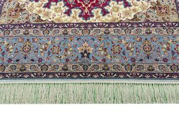 Full view of 1970s Isfahan rug from Iran / Persia, 232 × 153 cm in Red tones